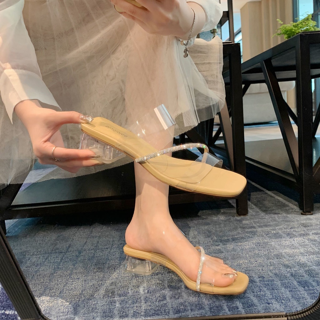 Hàng Mới Về Dép Cao Gót Sandal Quai Trong Suốt Thời Trang Dành Cho Nữ