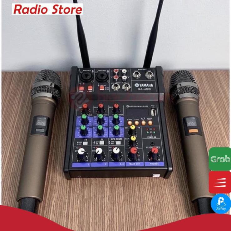 Bàn mixer karaoke G4 yamaha bộ Mic thu âm hát livestream tặng kèm 2 micro, hành chính hãng /giá tốt