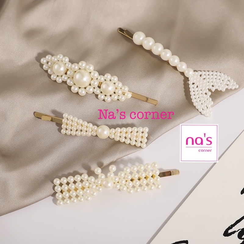 Kẹp tóc mái đính hạt nhựa dễ thương dài lớn 8.5cm