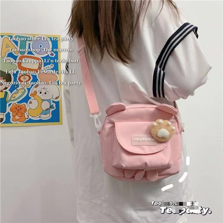Canvas bag small square bag Korean style ins Japanese style cute girl crossbody cute student shoulder bag