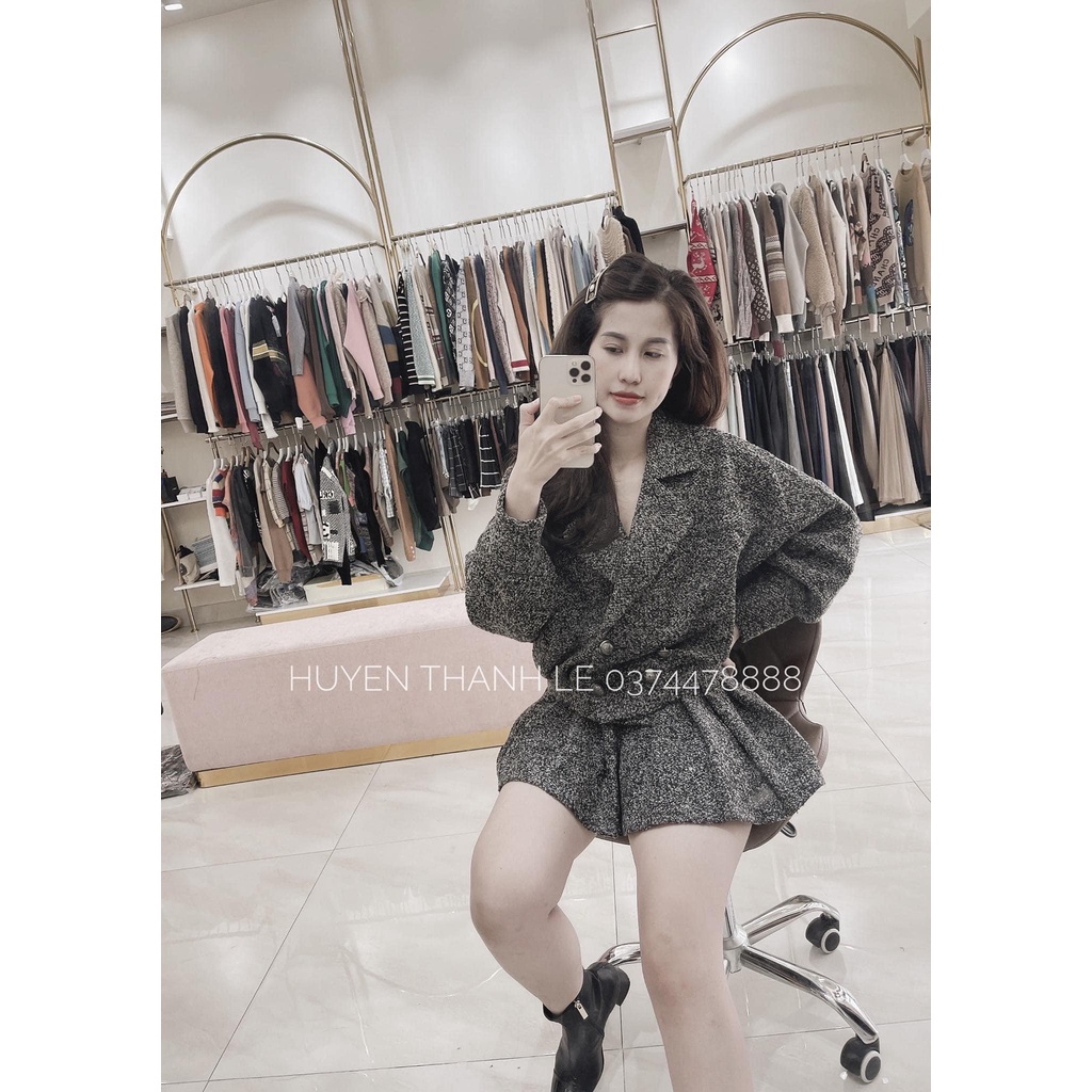 [HÀNG LOẠI 1] Sét Dạ Tiêu Áo Rơi + Chân Váy Xếp Ly | BigBuy360 - bigbuy360.vn