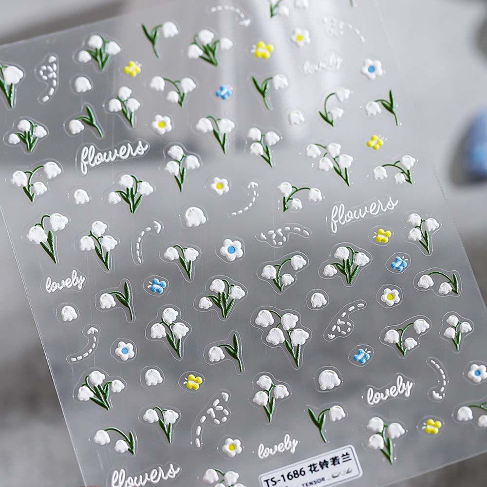 Miếng Dán Trang Trí Móng Tay Tự Dính Họa Tiết Hoa Lá / Bướm / Hoa Lan / Chữ Cái Xinh Xắn