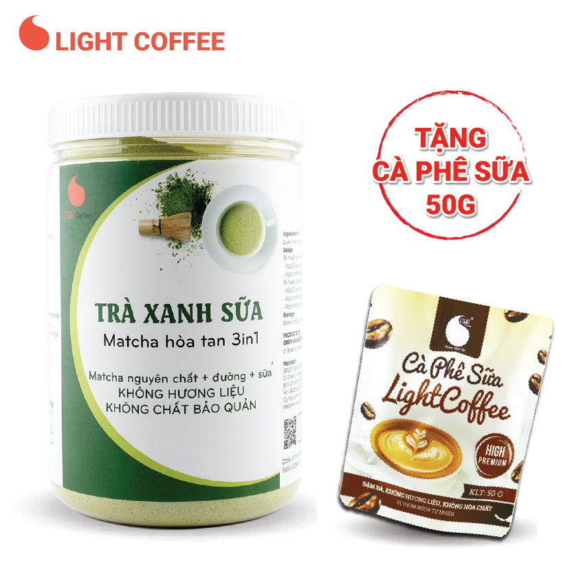Bột Matcha sữa Light Coffee, sử dụng Matcha Nhật, vị tự nhiên không hương liệu Hũ 550g