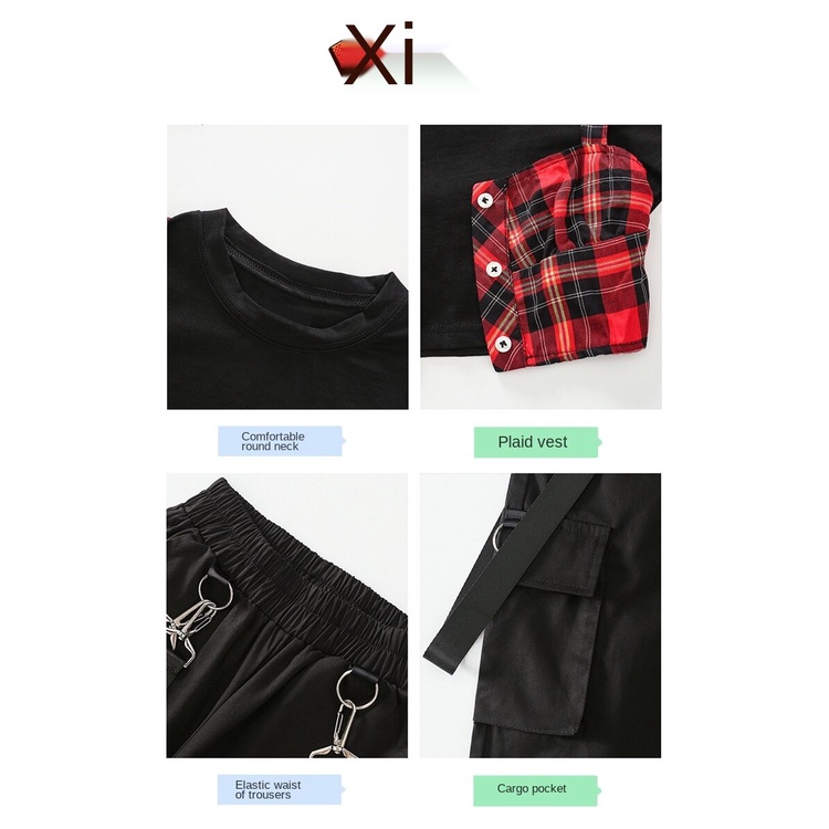 Set quần + áo phong cách hiphop thời trang mùa hè cho bé gái