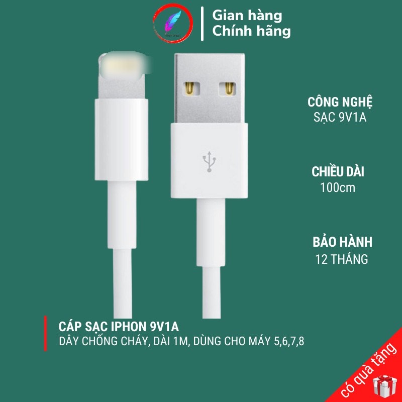 Dây Cáp Sạc IPHỗ Trợ Sạc 2A Sử Dụng Cho Các Dòng IP5 6 7 8 X Bảo Hành 12 Tháng