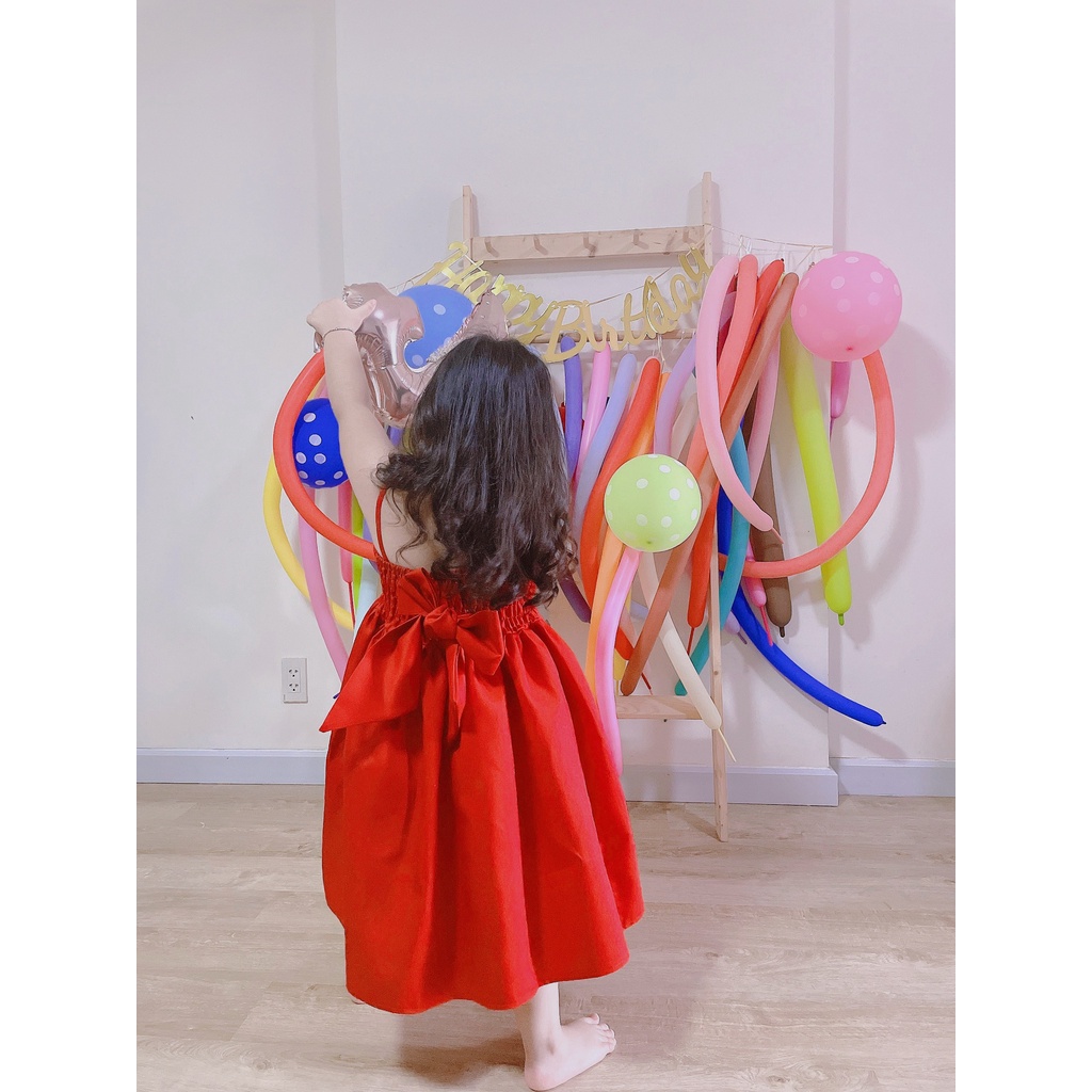 Đầm bé gái đỏ nơ lưng cho bé yêu