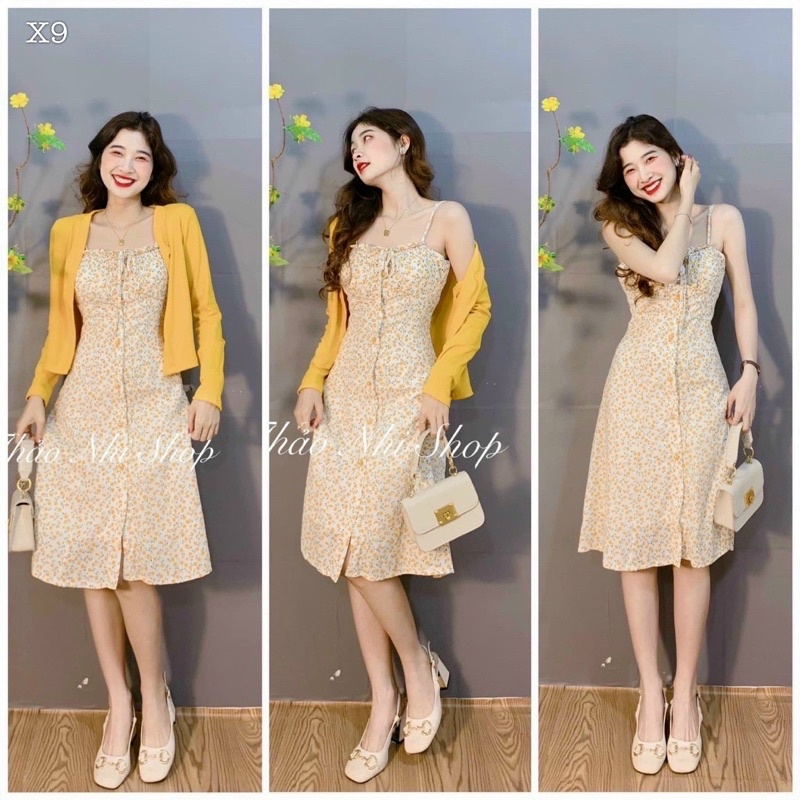 SET ĐẦM HOA HAI DÂY KÈM KHOÁC