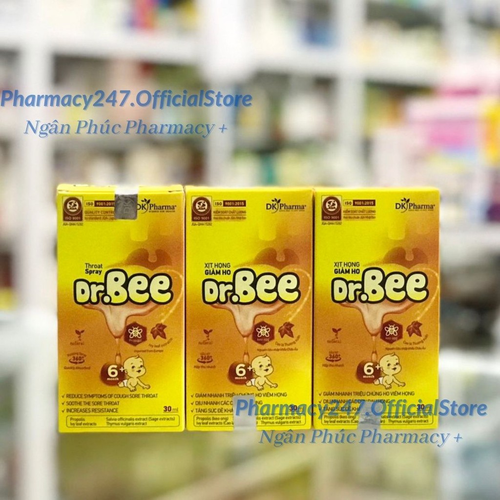 [TRẺ TỪ 6 THÁNG]Xịt Họng Keo Ong Trẻ Em DRBee 30ML PropoBee Spray 15ML Có Vòi