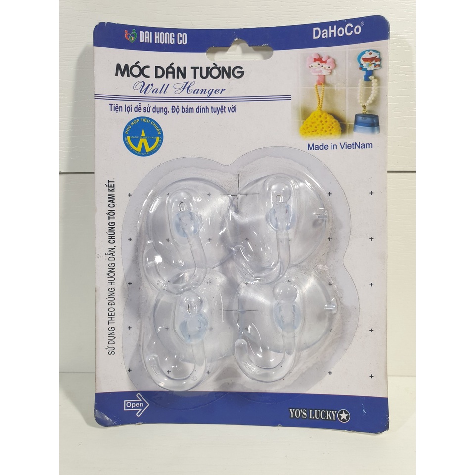 Vỉ 4 cái móc nhựa hít kính, móc treo tường kính, miếng nhựa kê kiếng, đường kính 4,5cm - Điện nước gia dụng Hoàng Kim