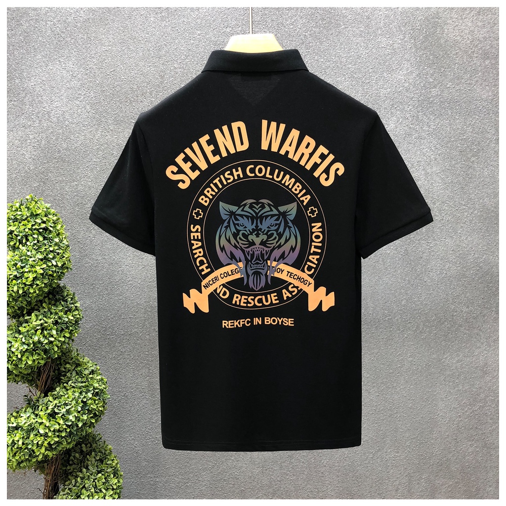 Áo polo nam Sevend Warfis vải cotton in điện tử siêu đẹp chuẩn form hút mồ hôi co giãn 4 chiều