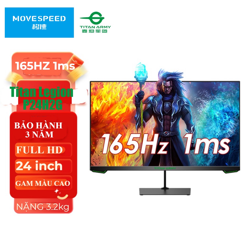 Màn hình máy tính MOVE SPEED 24 inch full HD 165hz gam màu cao - bảo hành chính hãng 3 năm