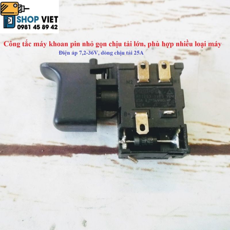 SV Công tắc điều tốc máy khoan pin 7,2-30V nhỏ gọn chịu tải cao 25A