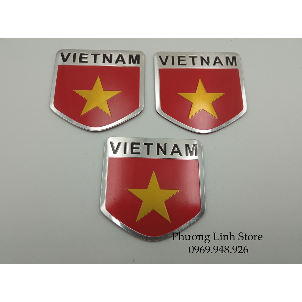 Tem nhôm logo cờ Việt Nam, decal cờ Việt Nam dán xe