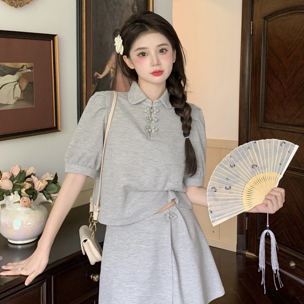 Áo Thun crop top Tay Phồng Dáng Rộng Phong Cách Hàn Quốc Thời Trang Cho Nữ