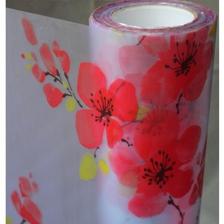 1m x 45cm Decal dán kính mờ - hoa mai đỏ DLB03