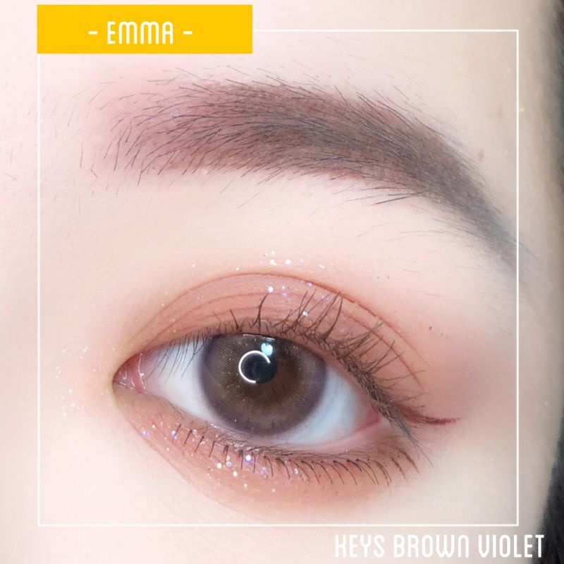 🌸 Kính áp tròng KHÔNG ION Gela - Lens nâu mix tím nhũ tây nhẹ / Emma Super Mini Contact Lens 🌸