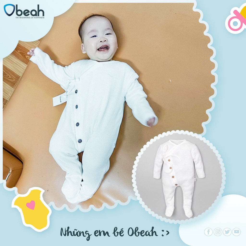 Bodysuit cho bé trai và bé gái cài chéo cao cấp, đồ sơ sinh làm quà tặng cho bé thương hiệu Obeah OB102105