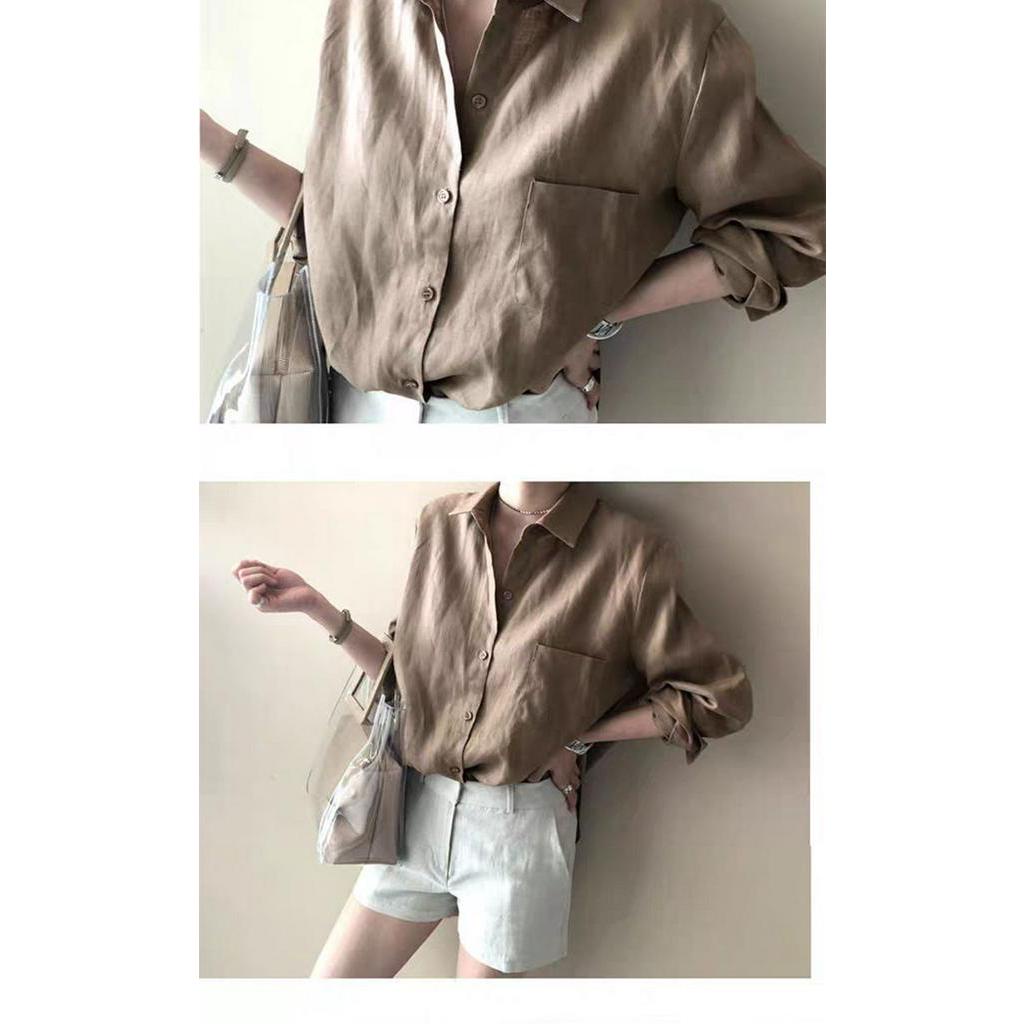 Áo sơ mi tay dài dáng rộng phong cách retro Hàn Quốc thời trang mùa xuân 2021 dành cho nữ