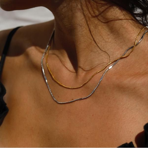 Bộ 2 vòng cổ choker dạng rắn bằng bạc 925