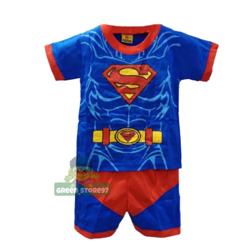 Bộ Quần Áo Ngắn Tay Họa Tiết Superman Cá Tính Cho Bé Trai