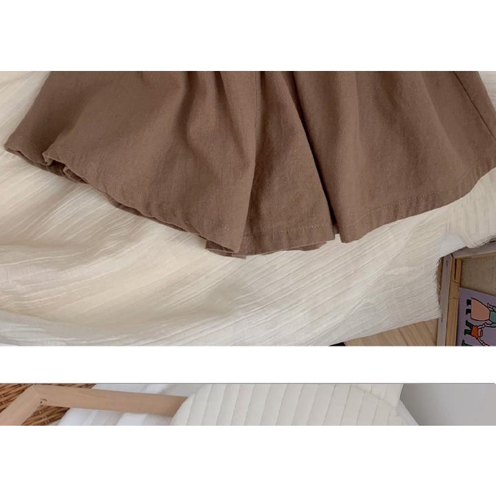 Quần Short Cotton Linen Dáng Rộng Phong Cách Hàn Quốc Thời Trang Mùa Hè Cho Bé Gái 5 Tuổi