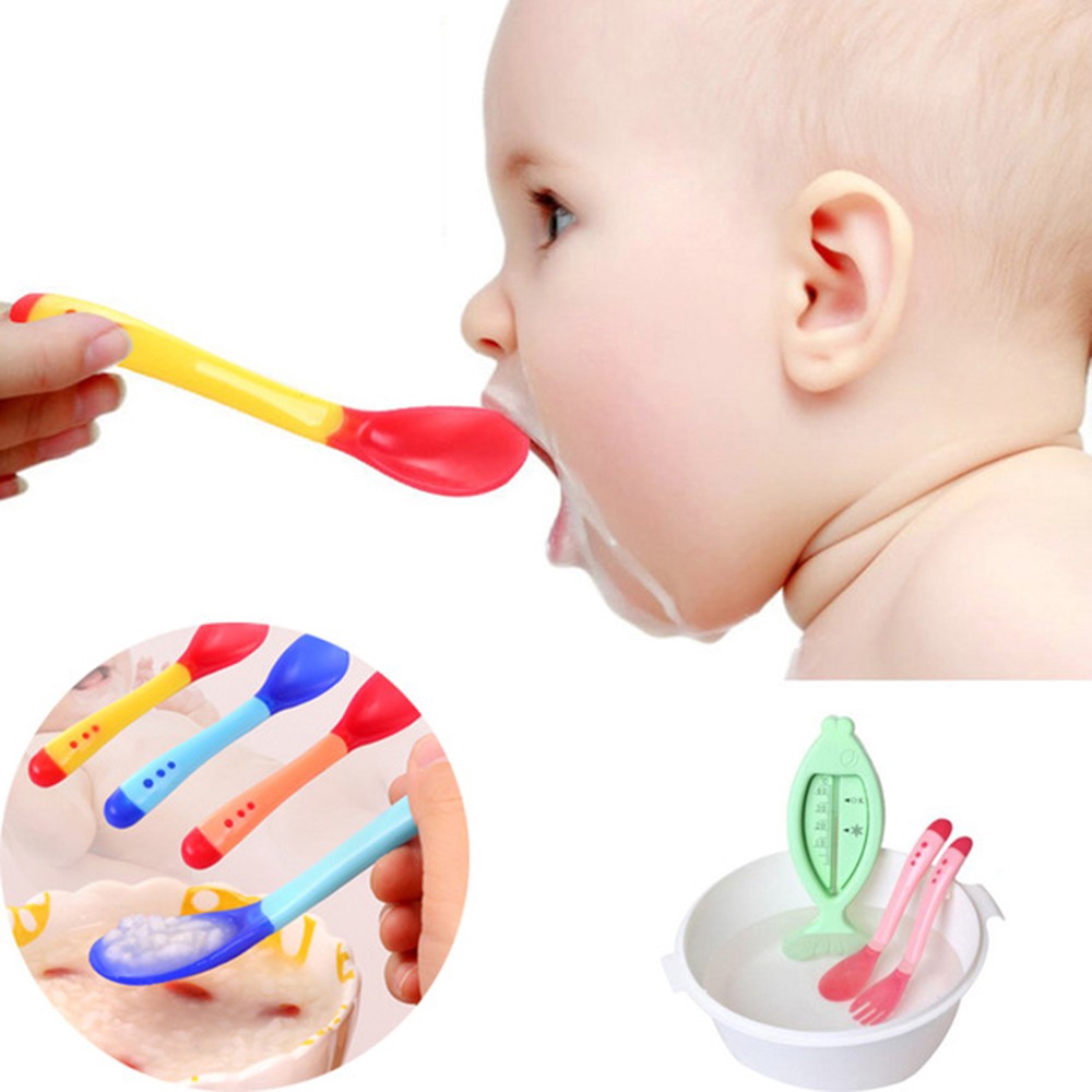 Muỗng ăn/ Nĩa cảm biến nhiệt độ nhiều màu sắc tùy chọn bắt mắt dành cho trẻ em