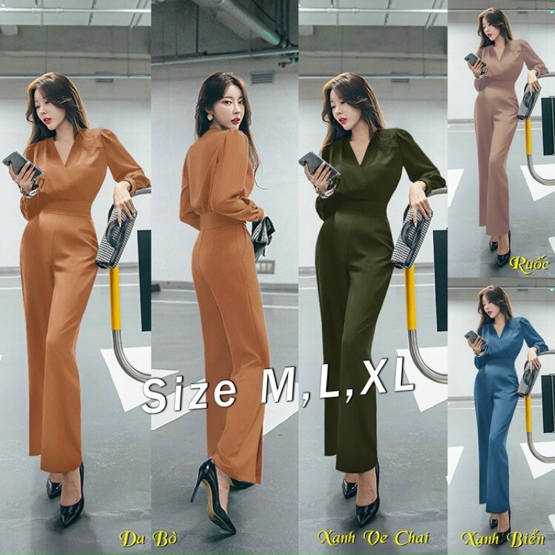 Set nguyên bộ áo rời quần dài ống suông dây kéo sau lưng xinh xắn