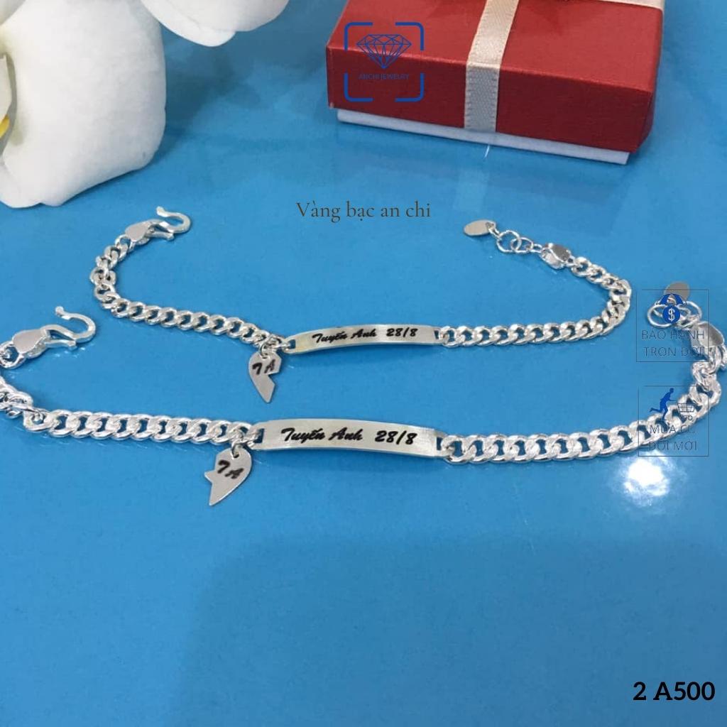 Lắc tay cặp đôi khắc tên , chuẩn bạc ta nguyên chất sáng đẹp - Anchi jewelry