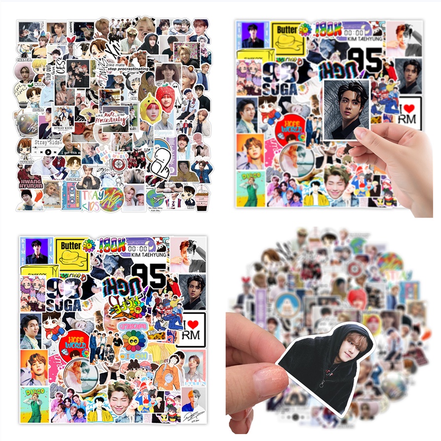 Set 100/200 Miếng Dán Hình Kpop Hoạt Hình Hàn Quốc Cho Laptop Guitar Notebook