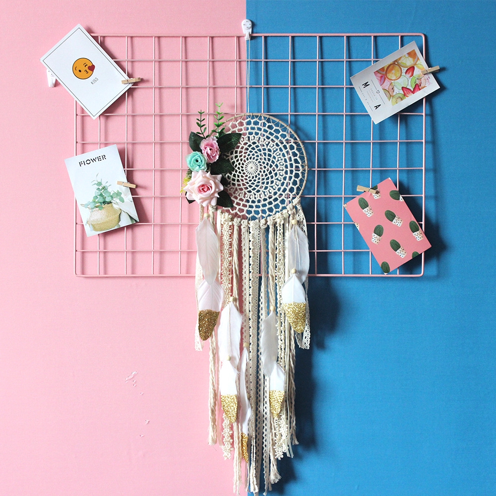 Dream Catcher Phối Hoa Và Trái Tim Phong Cách Bohemian Trang Trí Nhà Cửa