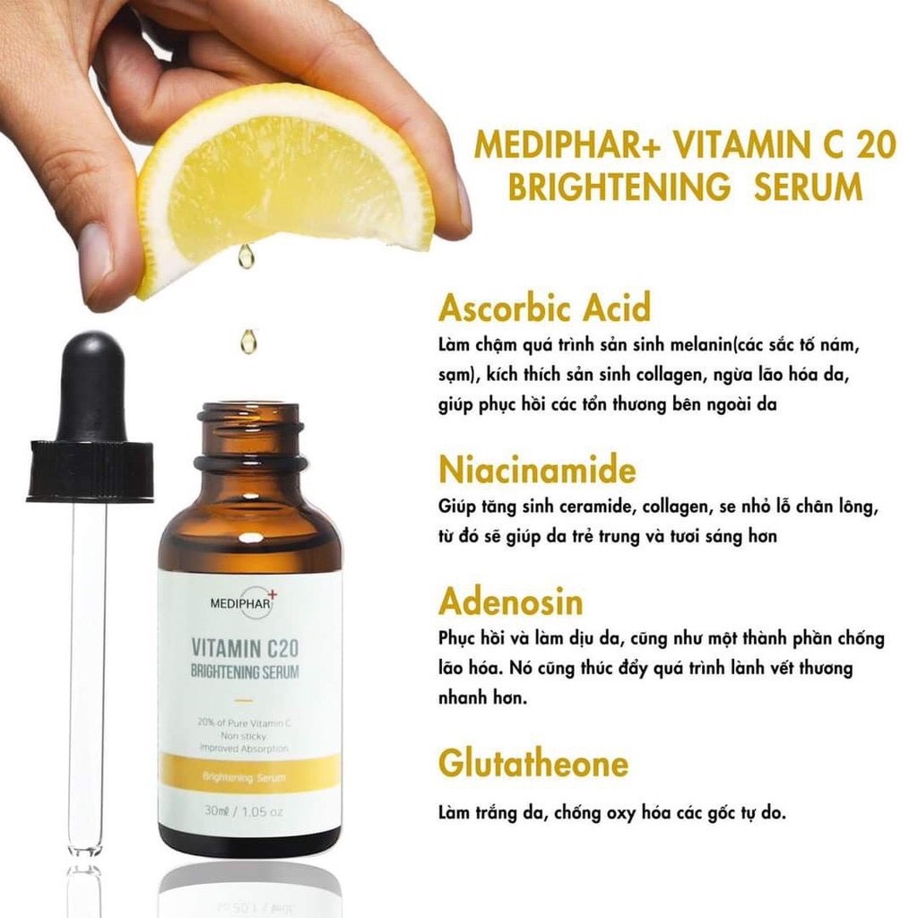 [HÀNG NHẬP KHẨU] Serum Dưỡng Trắng Sáng Da, Giảm Thâm Nám Sạm Da, Chống Lão Hóa MEDIPHAR+ VITAMIN C 20 BRIGHTENING SERUM