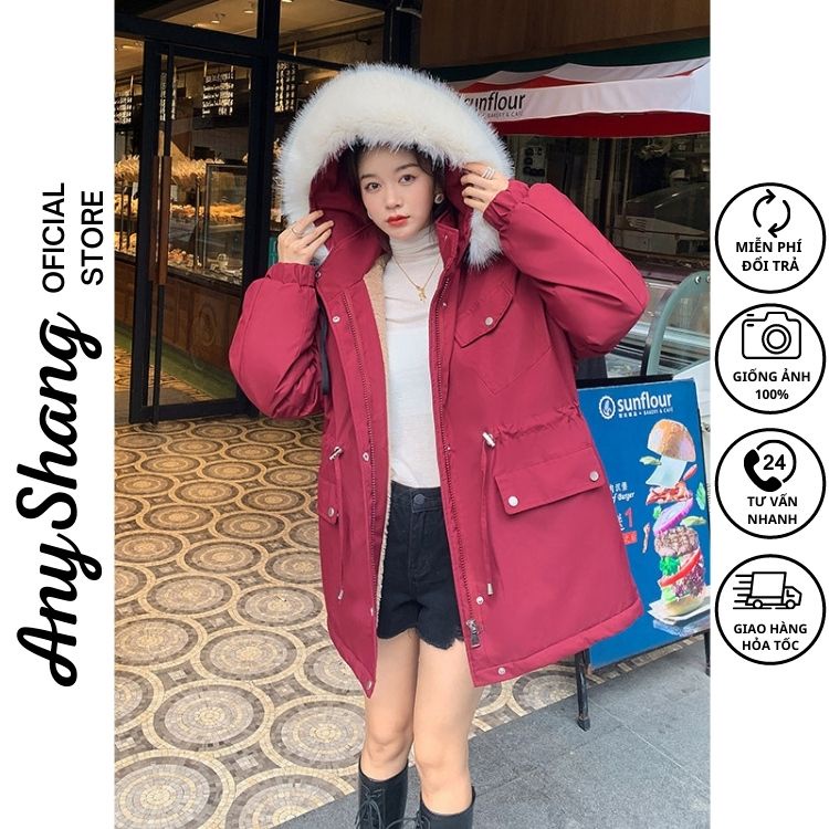Áo Parka Nữ Mũ Lông Thỏ, Áo Khoác Nữ AnyShang Phong Cách Xịn Sò Ấm Cực ANS823