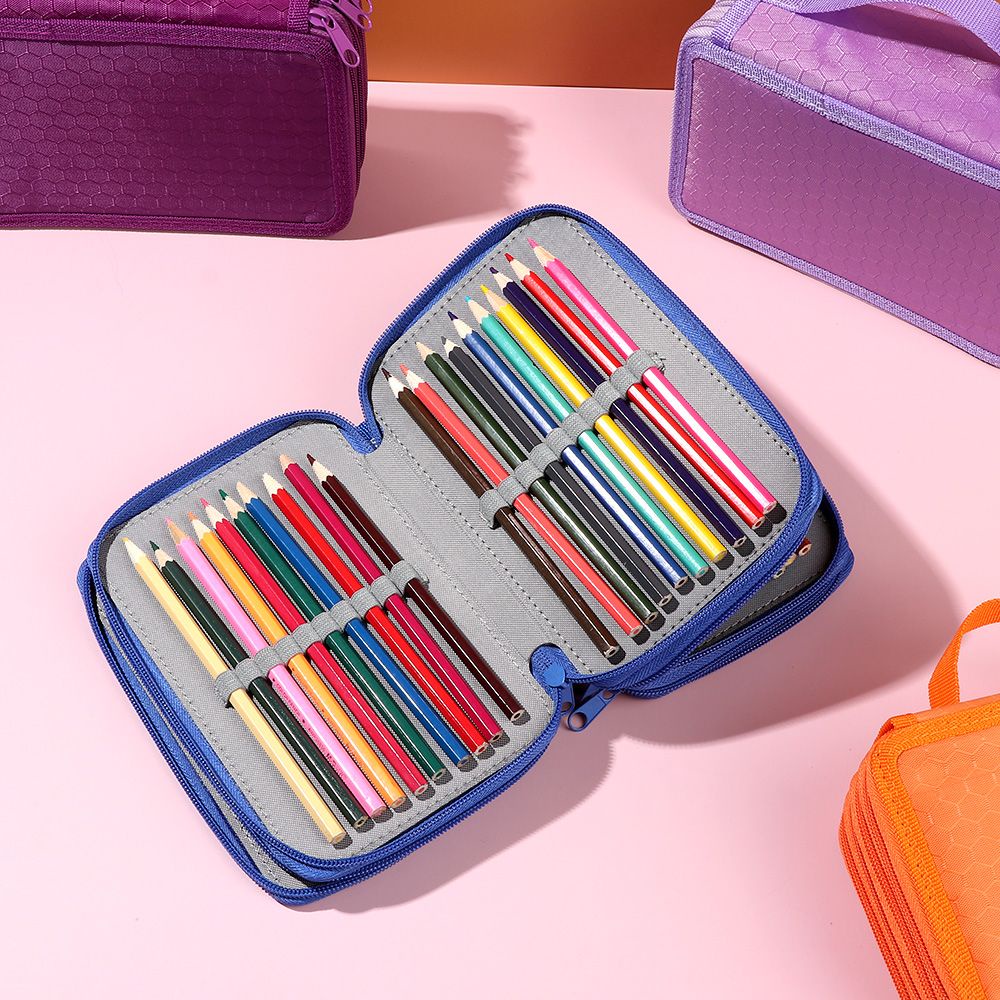 Túi Đựng Bút Chì 72 Ngăn Sức Chứa Lớn Bằng Nylon Hai Lớp Có Khóa Kéo Dành Cho Học Sinh/Văn Phòng