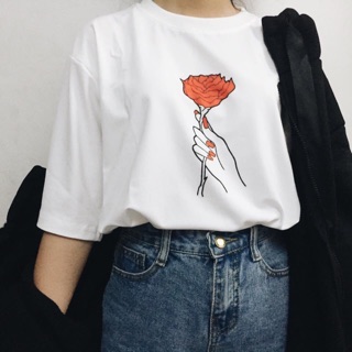 Áo tay lửng hoa hồng