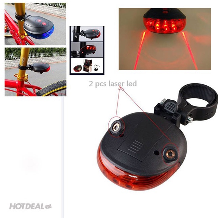 Đèn Led Laser Nháy Sau Xe Đạp, Đèn Hậu Cảnh Báo Kẻ Vạch Đường
