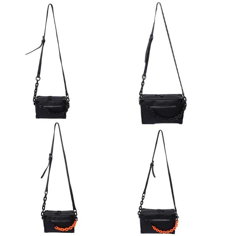 Túi Đeo Chéo Da PU Hình Vuông Cỡ Nhỏ Phối Dây Đeo Sợi Xích Thời Trang Cho Nữ