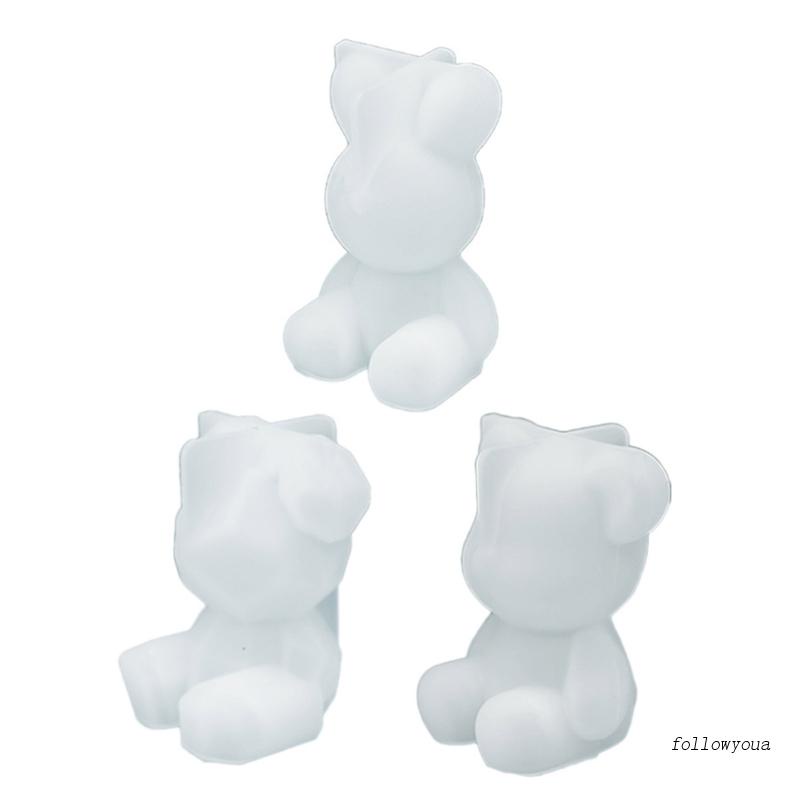 Khuôn Silicone Hình Gấu Thỏ 3D Dễ Thương Dùng Làm Đồ Thủ Công DIY