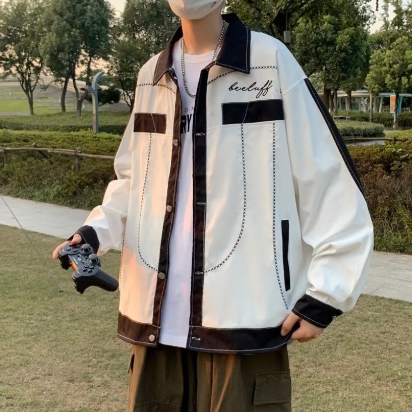 Áo Khoác Tay Dài Dáng Rộng Họa Tiết Kẻ Sọc Phong Cách Hàn Quốc Thời Trang Cho Nam Và Nữ