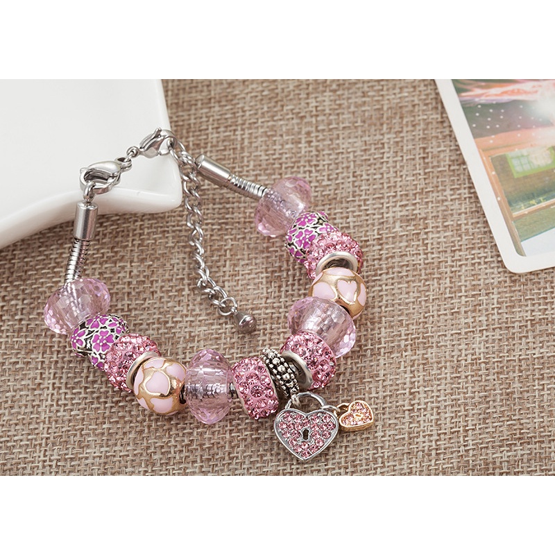 Vòng charm hồng vòng tay nữ phong cách châu Âu