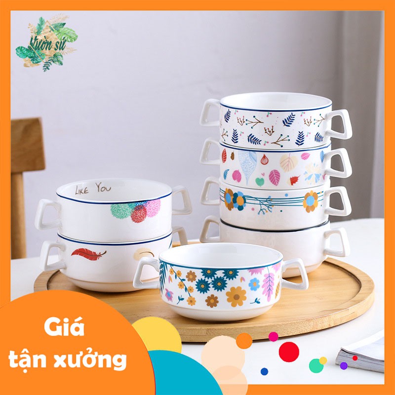 Tô sứ có quai 2 bên, bát sứ ăn dặm cho bé WINTER (7 mẫu) - VS131