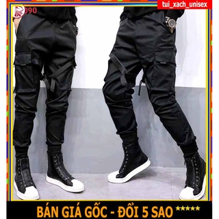 ❤️ BỎ SỈ ❤️ Quần Jocker Nam, Quần Kaki Nam Cao Cấp TÚI HỘP KIỂU JOGGER DÀI MÀU ĐEN PHỐI DÂY CHỐT ( QUẦN KAKI LOGO VÀNG )