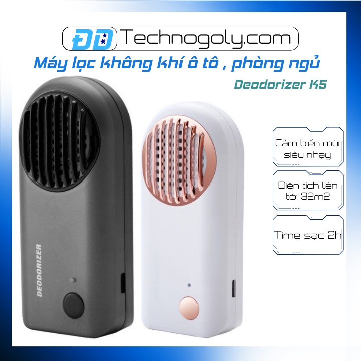 Máy lọc không khí ô tô , phòng ngủ Deodorizer K5 Cao cấp - Máy khử mùi mini , khử độc không khí