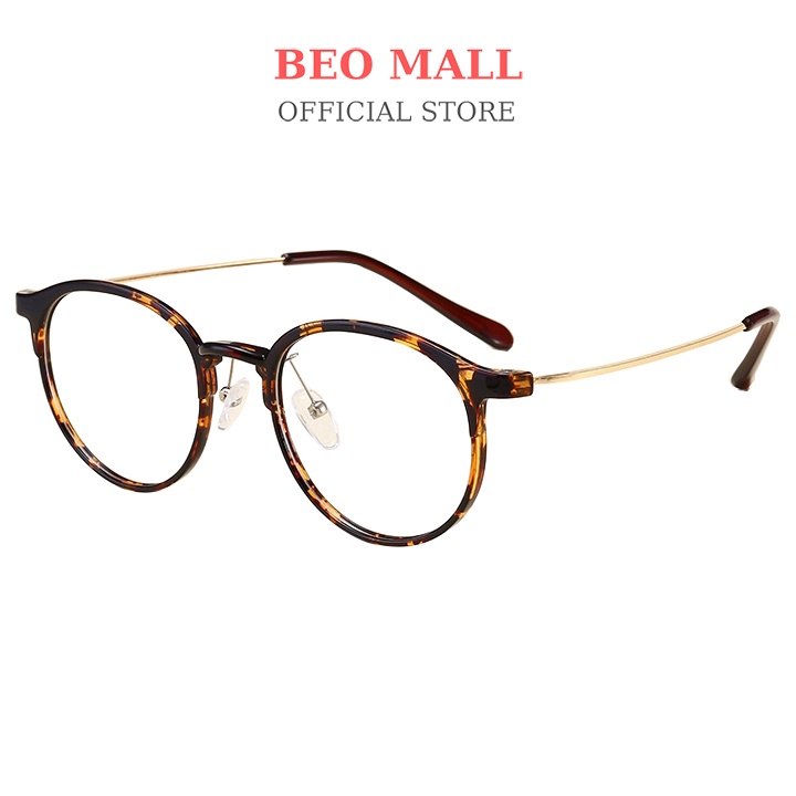 Gọng kính cận nam kim loại BEOMALL mặt trước bằng nhựa càng kính bằng thép cao cấp sang trọng 1753