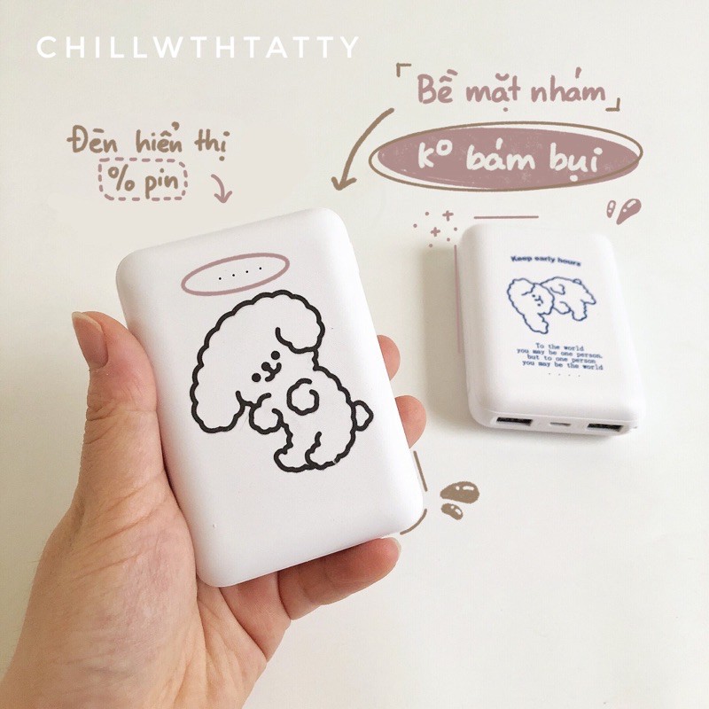 [Mã ELMS5 giảm 7% đơn 300K] SẠC DỰ PHÒNG GẤU TEDDY 10000mAh NHỎ GỌN PHONG CÁCH HÀN QUỐC | Chillwthtatty |