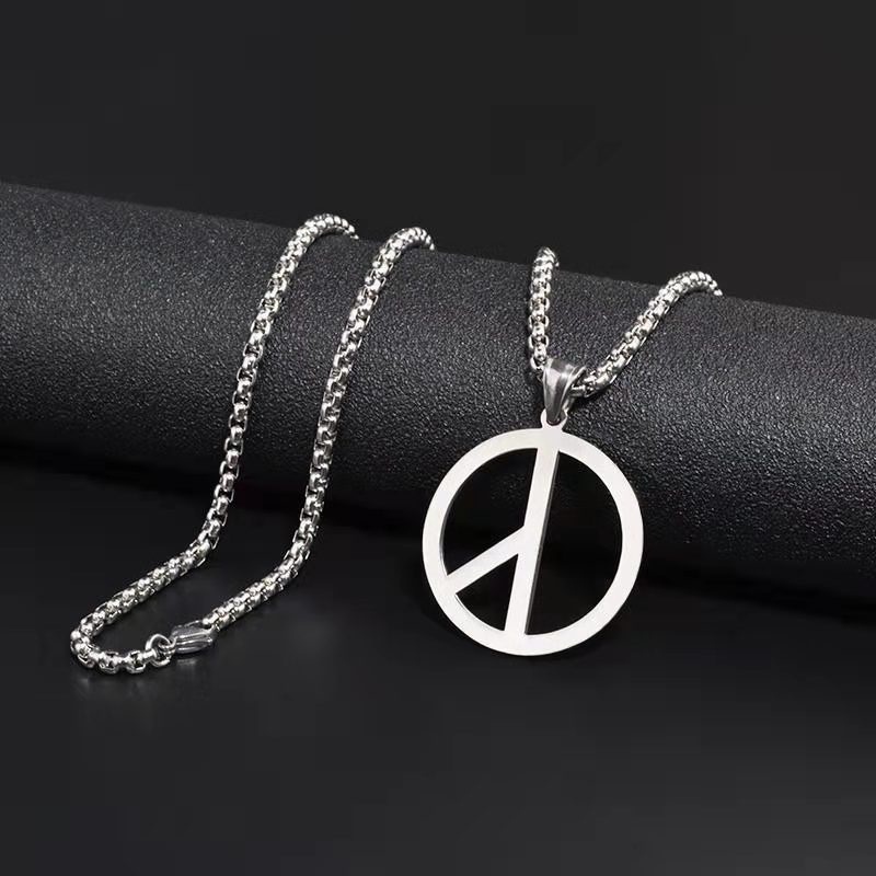 Dây Chuyền Mặt Logo Hòa Bình Bằng Thép Không Gỉ Thời Trang Phong Cách Hip Hop Cho Nam Và Nữ F891