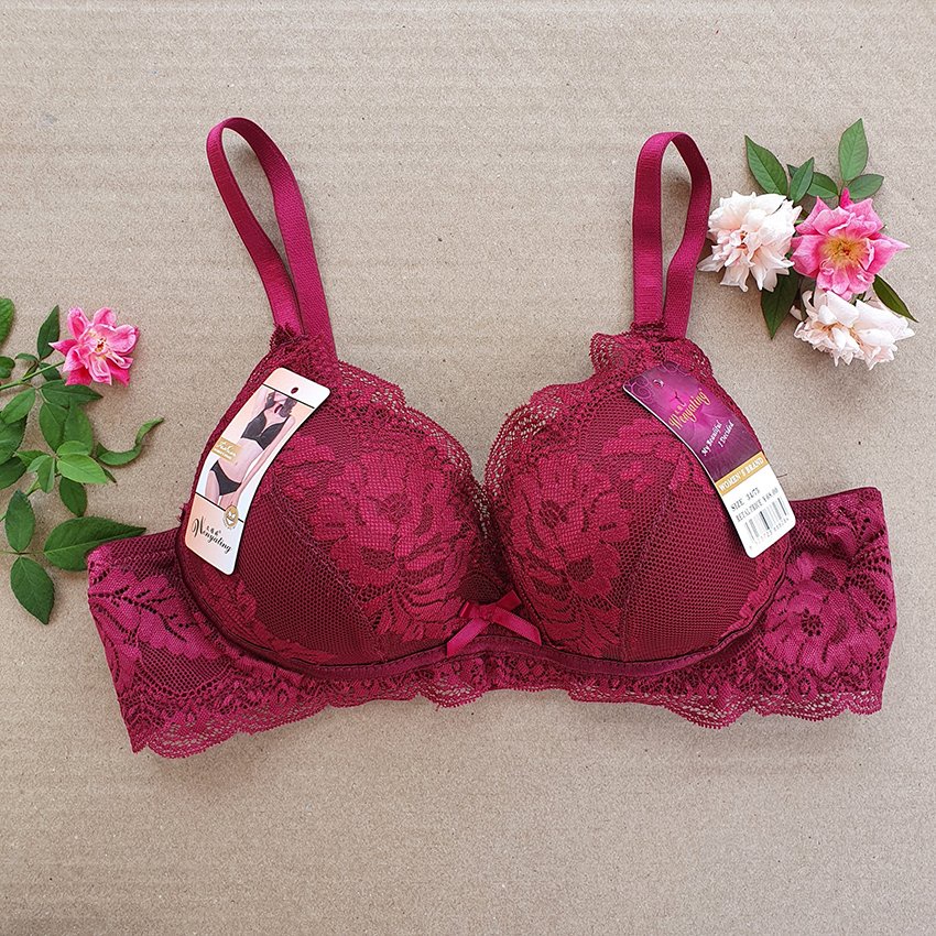 Áo lót nữ 3311 - Ren không gọng - Nâng ngực - Cup chéo - Họa tiết ren hoa