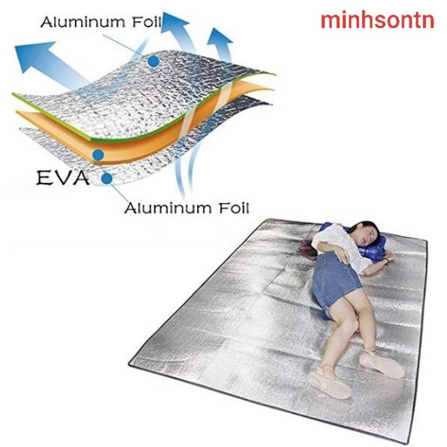 thảm trải du lịch tiện lợi 2 mặt bạc cao cấp 1m55x1m9