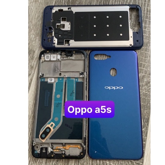 bộ vỏ oppo A5s - gồm lưng,xương ,sườn,phím,kính camera