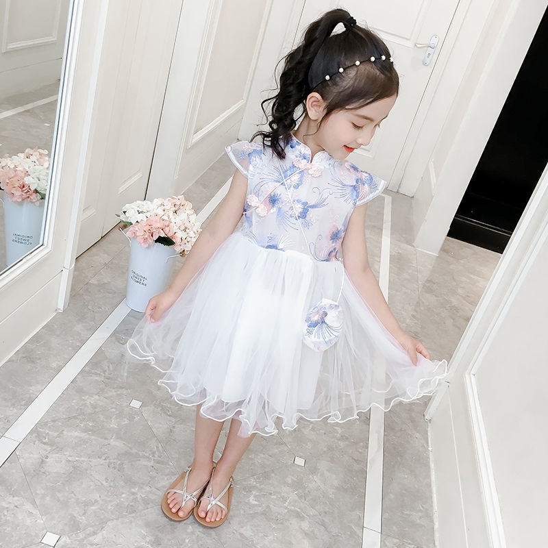 Đầm Sườn Xám Công Chúa Vải Gạc Siêu Nữ Tính Thời Trang Mùa Hè Mới Cho Bé Gái