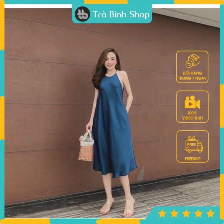 Đầm suông , váy suông cami yếm lụa có túi - vải xịn xò